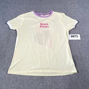 C&A Beach Please T Shirt Womens Medium Beige Spellout Logo Cotton Round Neck